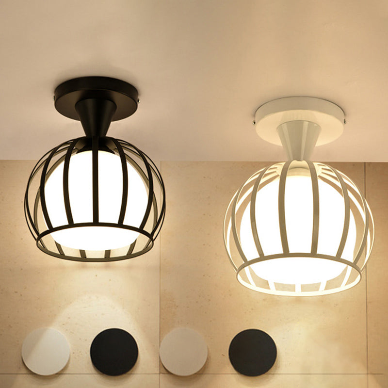 Metalen bol frame semi spoelplafondlicht moderne eenvoud stijl verlichting lamp voor slaapkamer gangpad