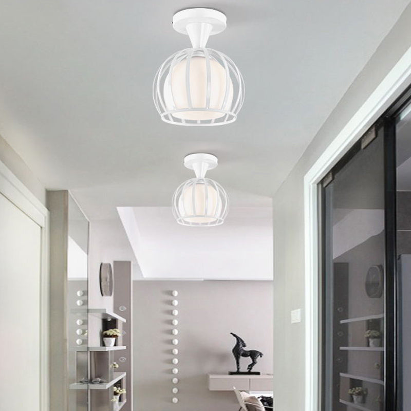 Metalen bol frame semi spoelplafondlicht moderne eenvoud stijl verlichting lamp voor slaapkamer gangpad