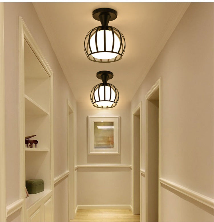 Metalen bol frame semi spoelplafondlicht moderne eenvoud stijl verlichting lamp voor slaapkamer gangpad
