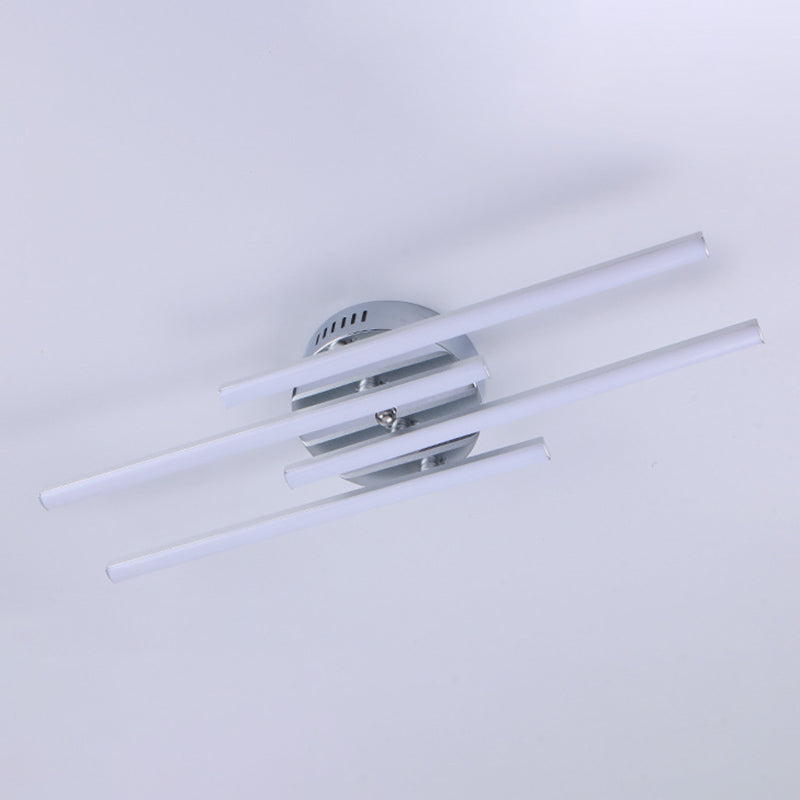 Plafonnier LED à lignes parallèles de Style moderne, luminaire de couloir simple en aluminium en argent