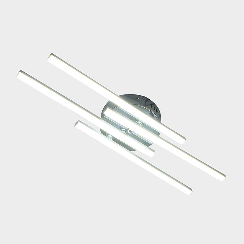 Plafonnier LED à lignes parallèles de Style moderne, luminaire de couloir simple en aluminium en argent