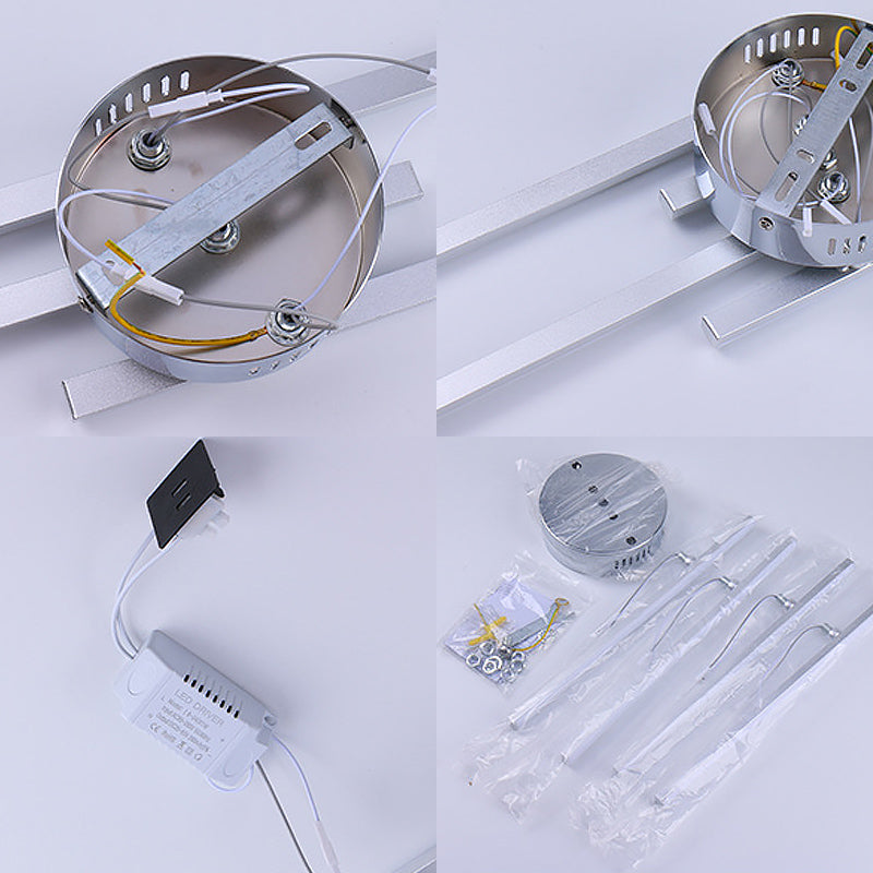 Plafonnier LED à lignes parallèles de Style moderne, luminaire de couloir simple en aluminium en argent