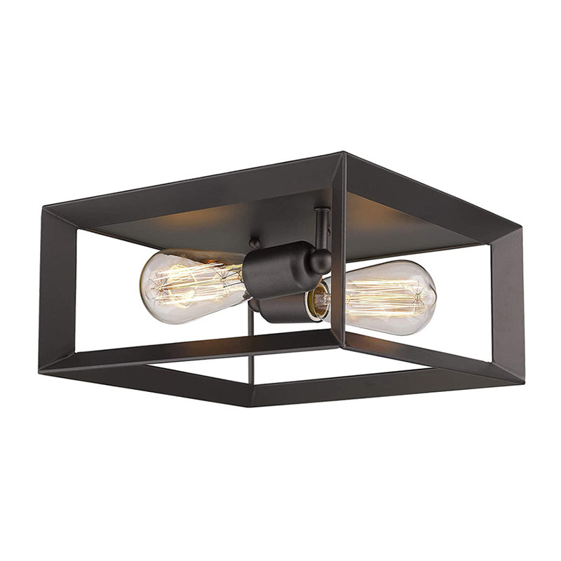 Vintage Style Square Iron Frame Plafoniera 2 Luci Lampada da incasso per sala da pranzo