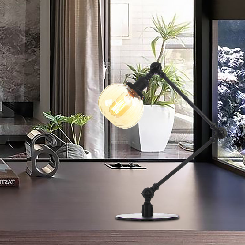 Éclairage de table globale en verre ambre / transparent vintage élégant 1 lampe de table finale noire / bronze claire pour chambre à coucher