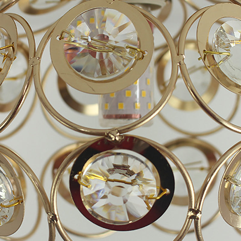 7 "breedte hedendaags stijl mini plafond licht metaal frame met kristal kralen semi-flush montage verlichtingsarmatuur