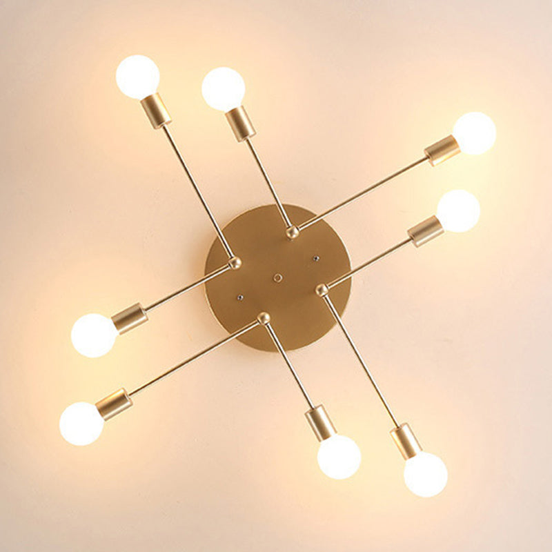 Sputnik Multi Light Ceiling Light Bare Bulb Restaurant Industrial Style Lighting Fixtures in Wrought Iron