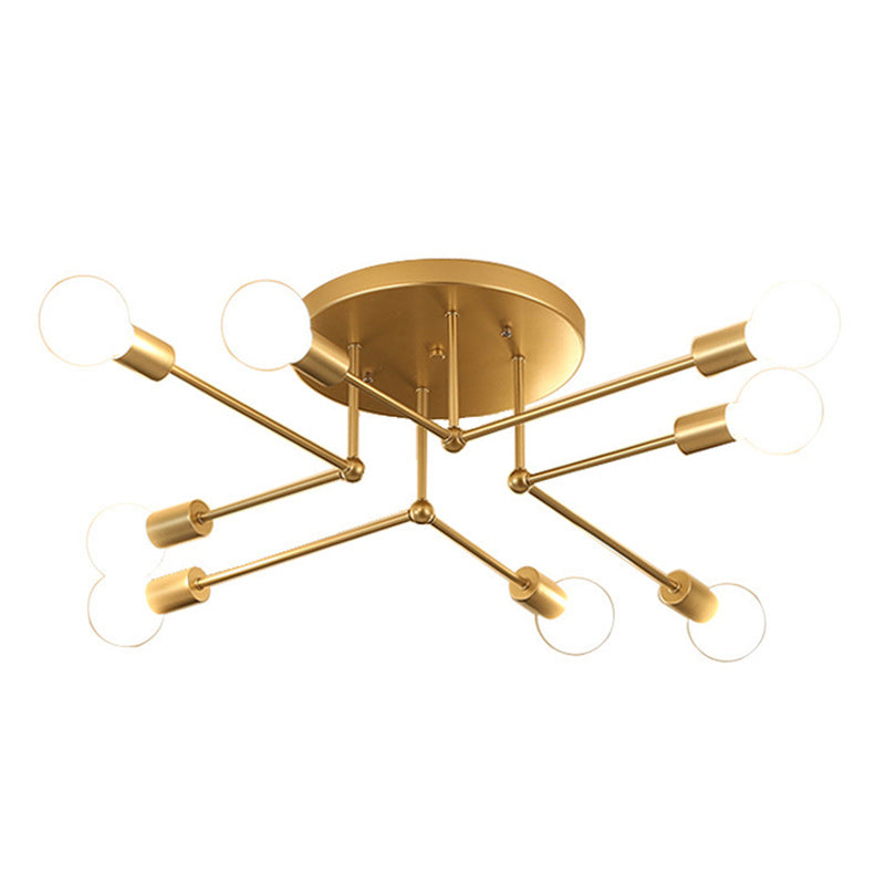 Sputnik Multi Light Ceiling Light Bare Bulb Restaurant Industrial Style Lighting Fixtures in Wrought Iron