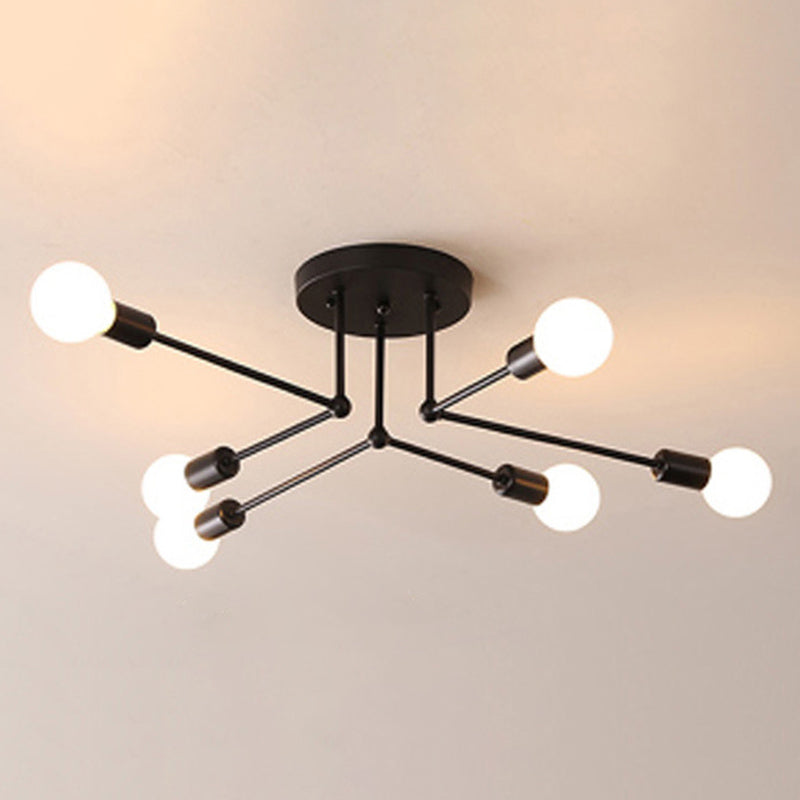 Sputnik Multi Light Ceiling Light Bare Bulb Restaurant Industrial Style Lighting Fixtures in Wrought Iron