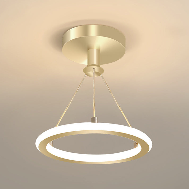 Circle Semi Flush Mount Light Metal Modern Flush Mount Ceiling Light Fixtures for Hallway