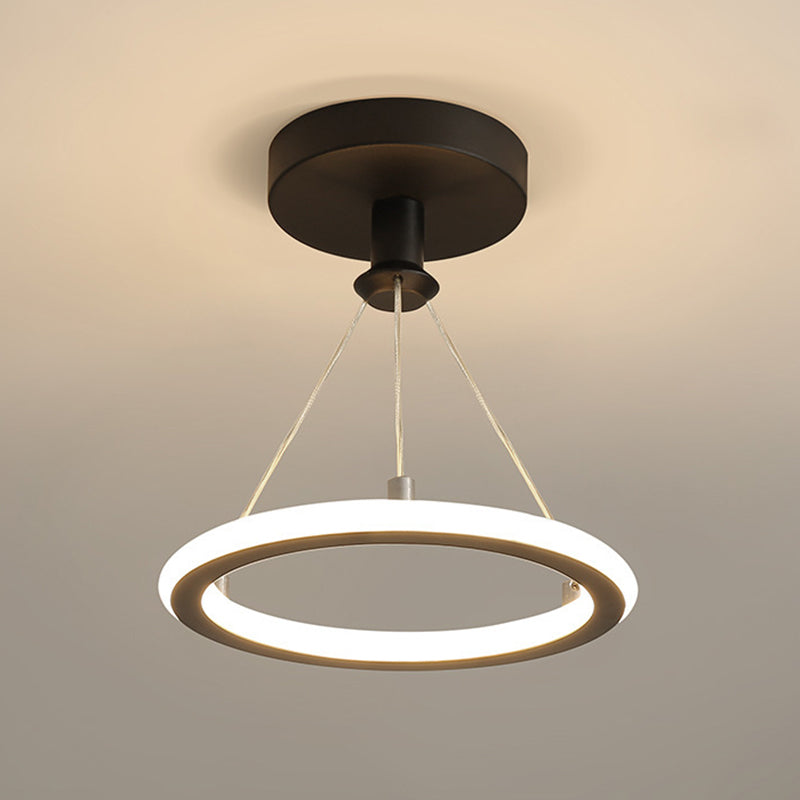 Circle Semi Flush Mount Light Metal Modern Flush Mount Ceiling Light Fixtures for Hallway