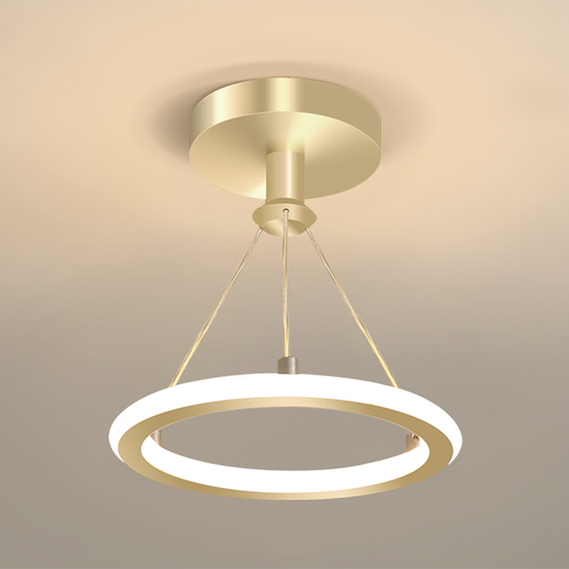 Circle Semi Flush Mount Light Metal Modern Flush Mount Ceiling Light Fixtures for Hallway