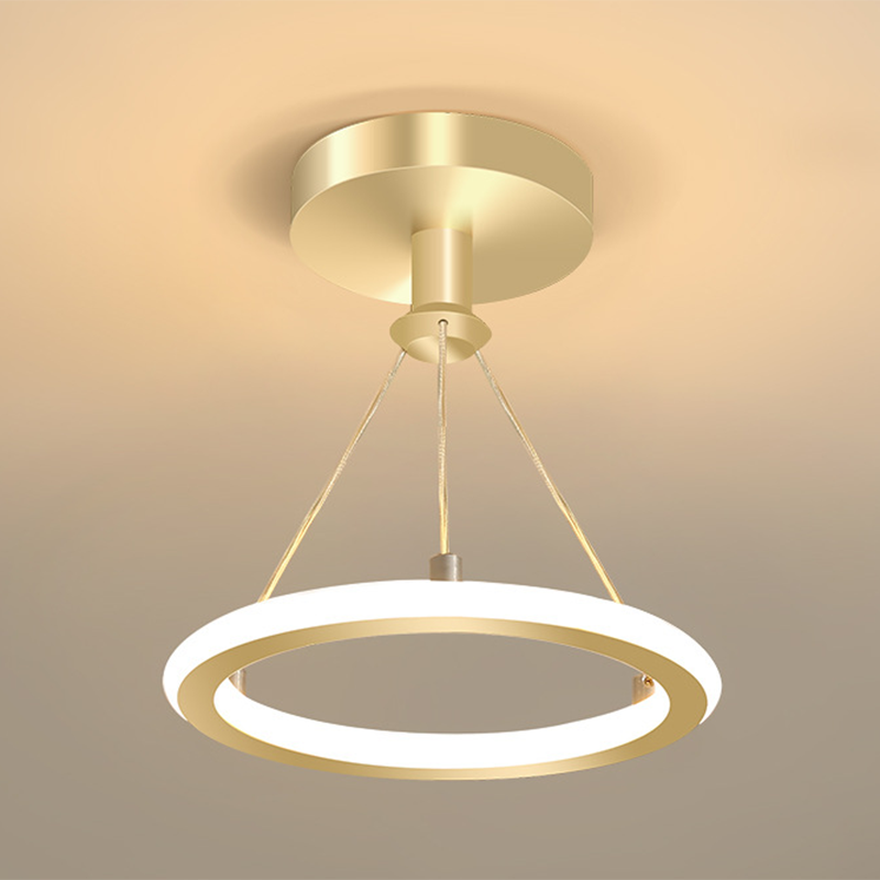 Circle Semi Flush Mount Light Metal Modern Flush Mount Ceiling Light Fixtures for Hallway
