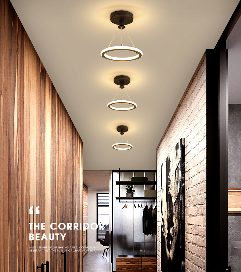 Circle Semi Flush Mount Light Metal Modern Flush Mount Ceiling Light Fixtures for Hallway