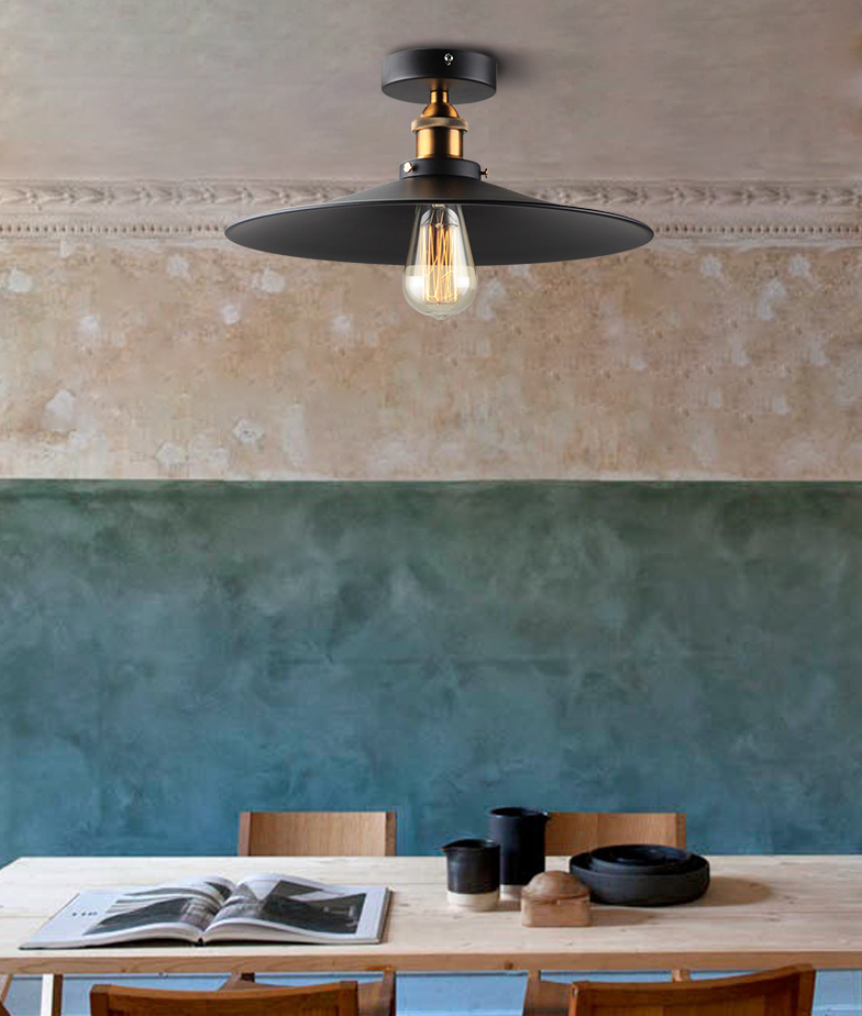 Lampada da soffitto industriale in metallo leggero con bordi smerigliati 1