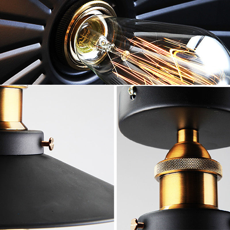Lampada da soffitto industriale in metallo leggero con bordi smerigliati 1
