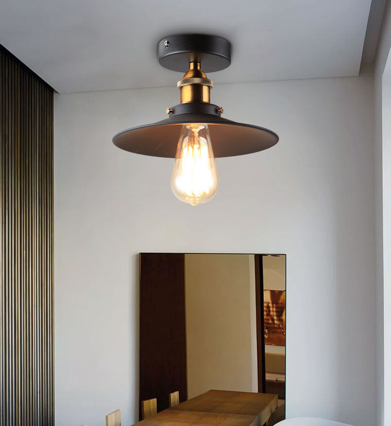 Lampada da soffitto industriale in metallo leggero con bordi smerigliati 1