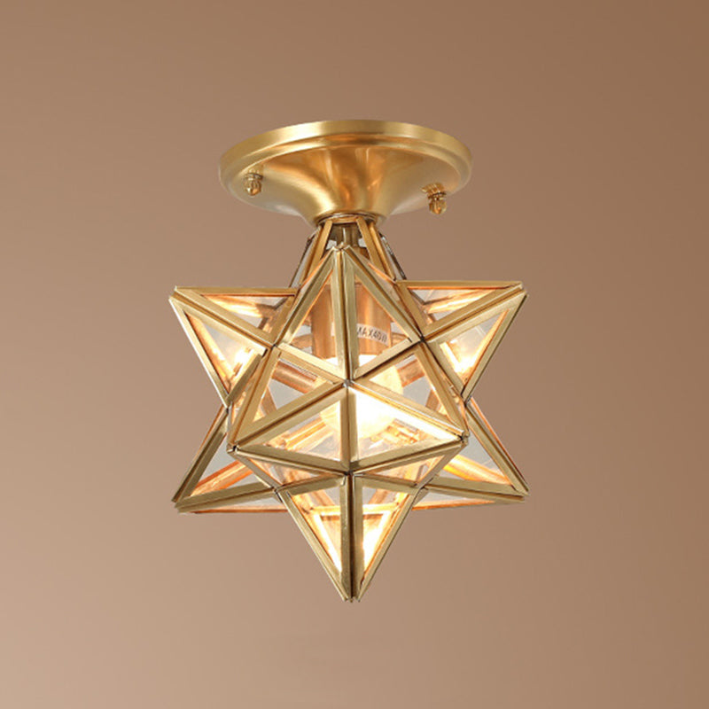 Lámpara de techo de metal vintage con montaje semi empotrado en forma de estrella para pasillo