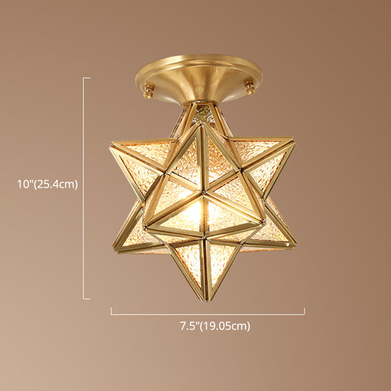 Lámpara de techo de metal vintage con montaje semi empotrado en forma de estrella para pasillo