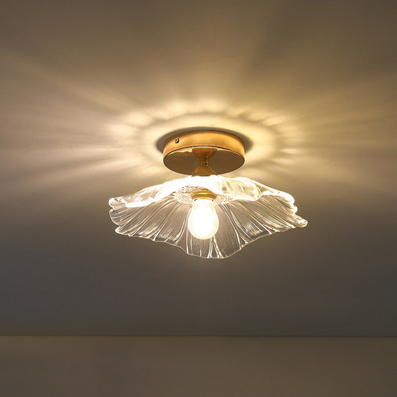Lámpara de montaje semi de montaje con bordes festoneados lámpara de techo de vidrio tradicional para pasillo