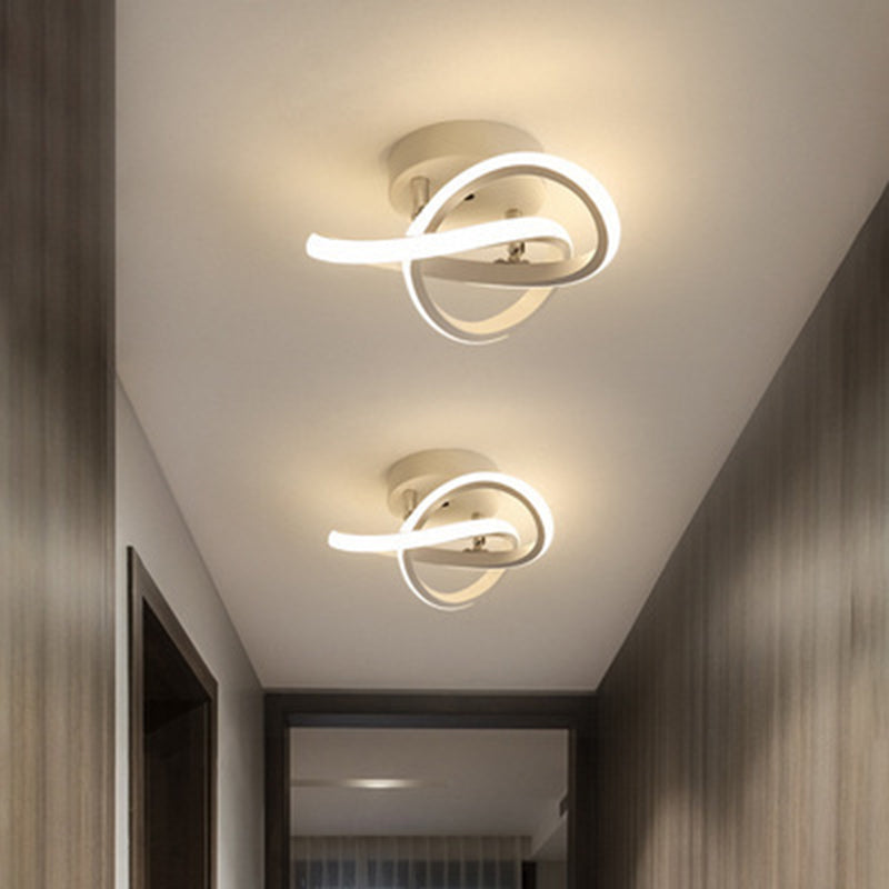 Twisted Semi Flush Mount Lighting Contemporary Metal Ceiling Light Fixtures for Hallway