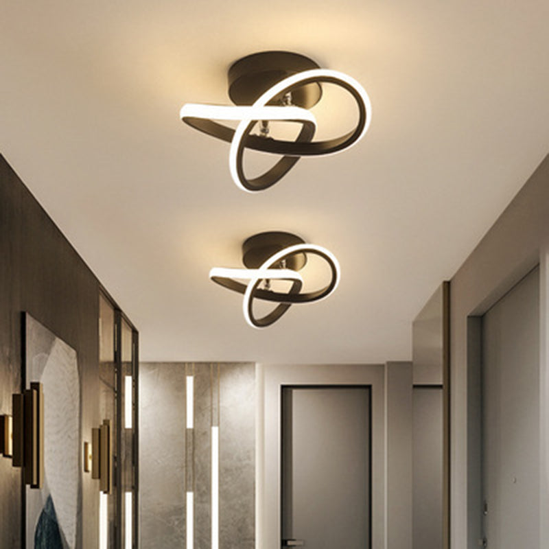 Twisted Semi Flush Mount Lighting Contemporary Metal Ceiling Light Fixtures for Hallway