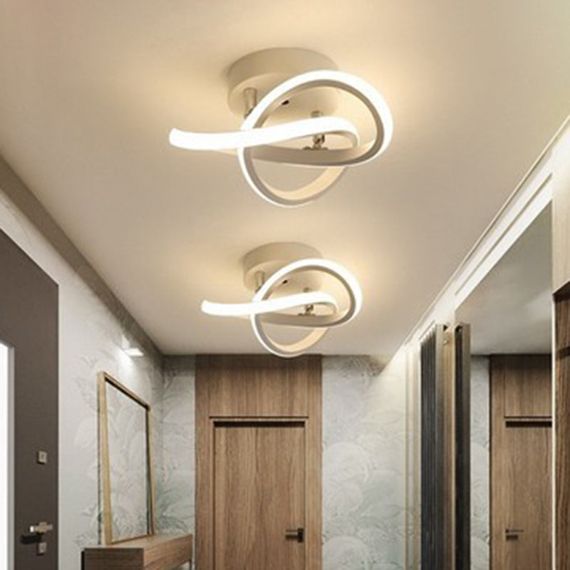 Twisted Semi Flush Mount Lighting Contemporary Metal Ceiling Light Fixtures for Hallway