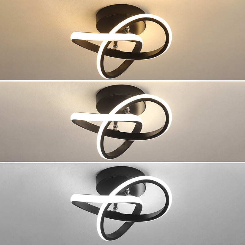 Twisted Semi Flush Mount Lighting Contemporary Metal Ceiling Light Fixtures for Hallway
