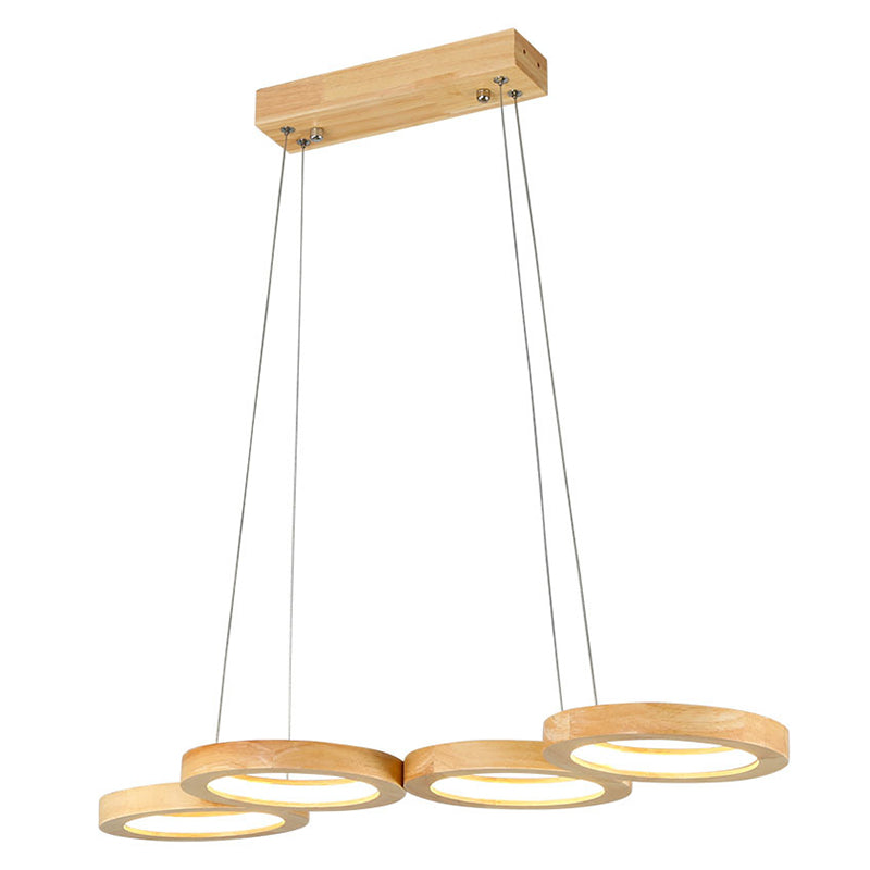 Orbicular Chandelier Light Fixture Minimalist Wooden Dinning Room LED Chandelier Pendant Light in Wood