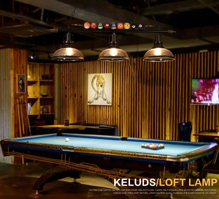 Stile industriale Isola Penderant Light Black Black Iron Iron Billiard Billiard DECOREATIVE Light con 39 "catena regolabile