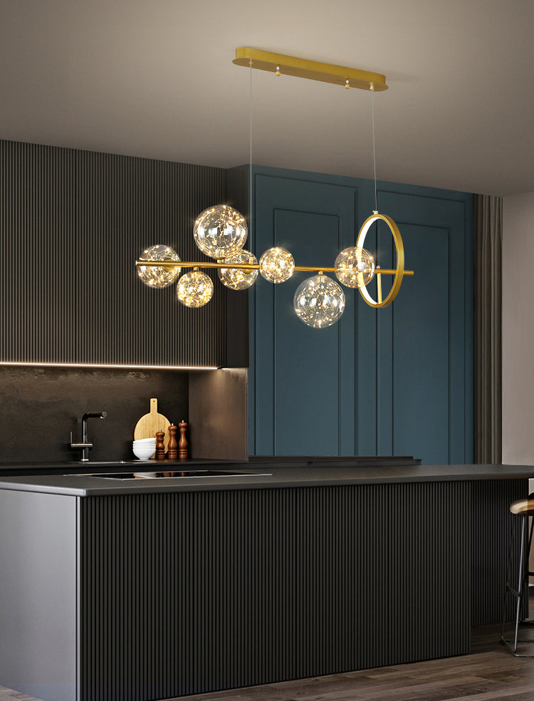 Lámpara de led círculo de estilo nórdico de estrella de vidrio transparente