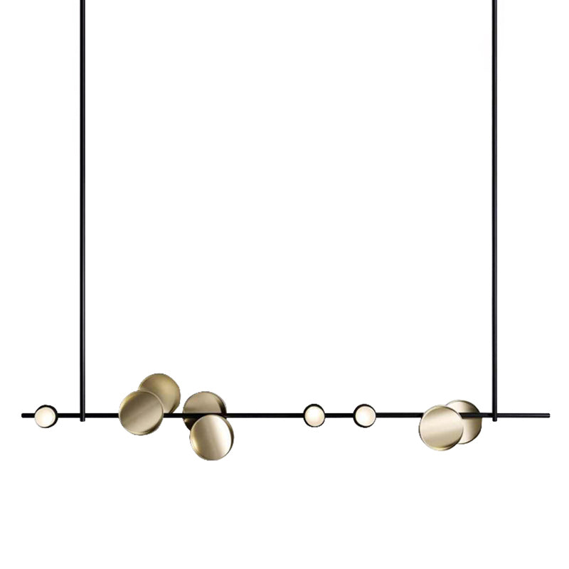 47" Wide Post Modern Metal Linear Design Island Light 9 Lights Minimalist Hanging Pendant Light in Gold