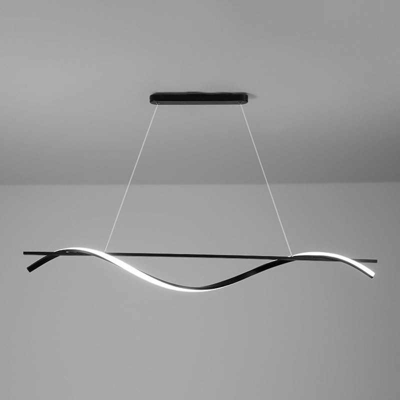 39.3 Inches Wide Modern Minimalist LED Island Light Iron Long Strip Bar Lighting Fixture in Black