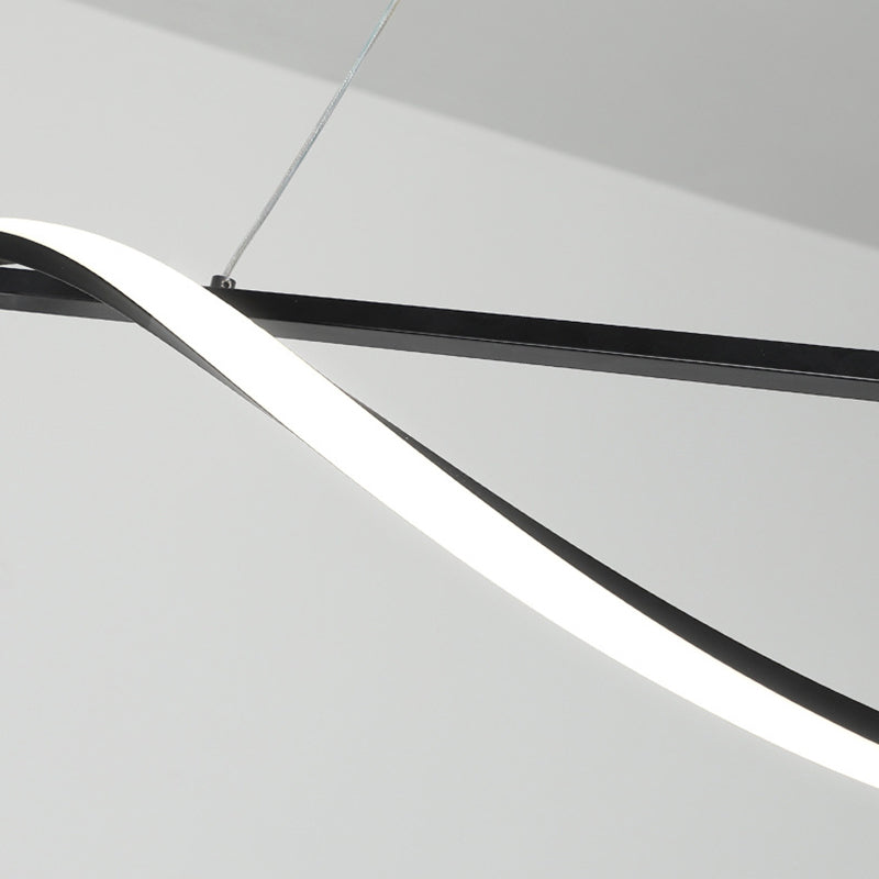 39.3 Inches Wide Modern Minimalist LED Island Light Iron Long Strip Bar Lighting Fixture in Black