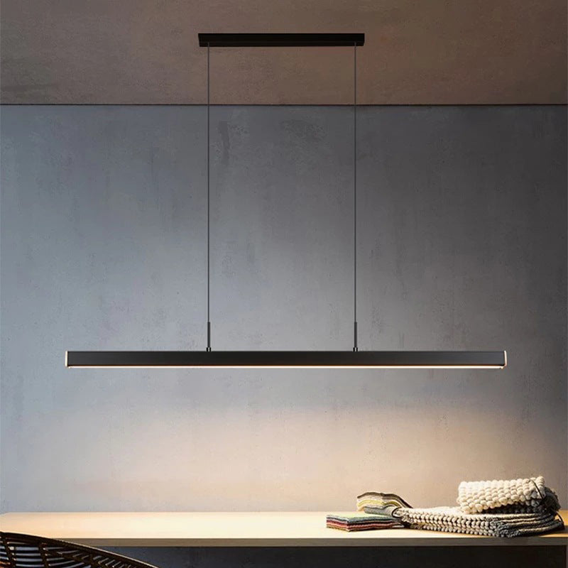 Legno di gomma + ferro moderno minimalismo dell'isola a led luce 59 "altezza regolabile cucina lunga cucina sospesa in nero