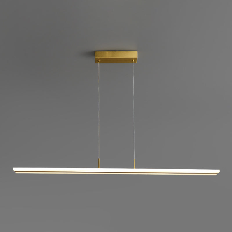 39.5 Inches Length Full Copper Island Light Acrylic Shade Simplicity Style Lighting Fixture for Dining Room