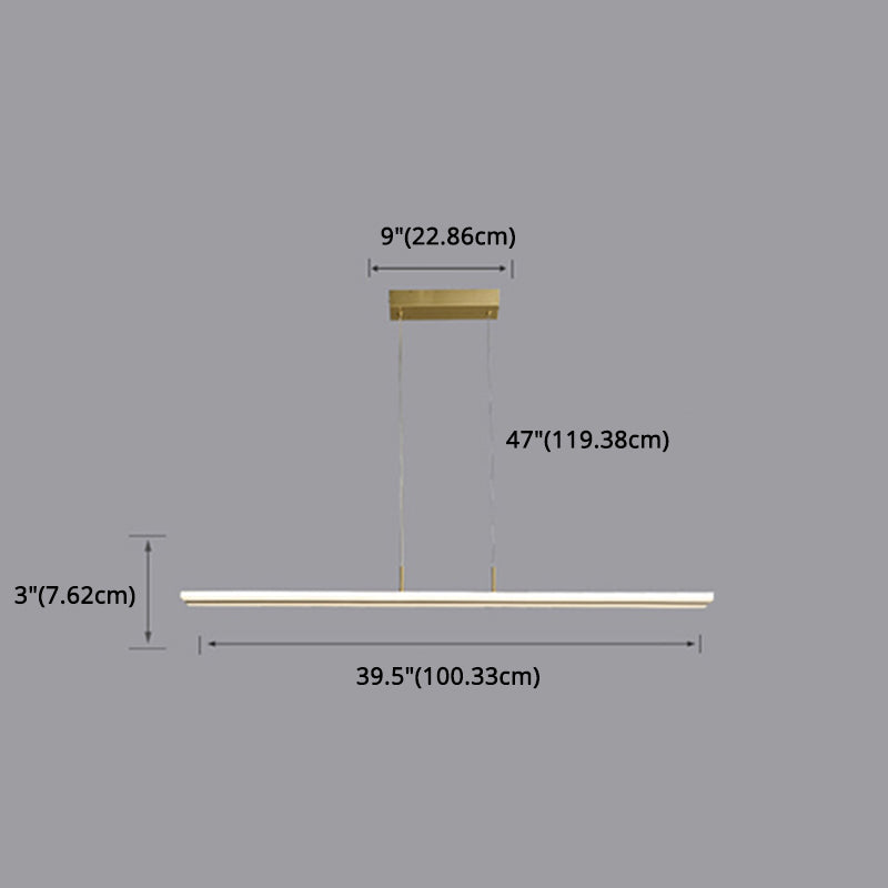 39.5 pulgadas de largo longitud completa de la isla de cobre acrílico Simplicidad Simplicidad Flexión de iluminación de estilo para comedor