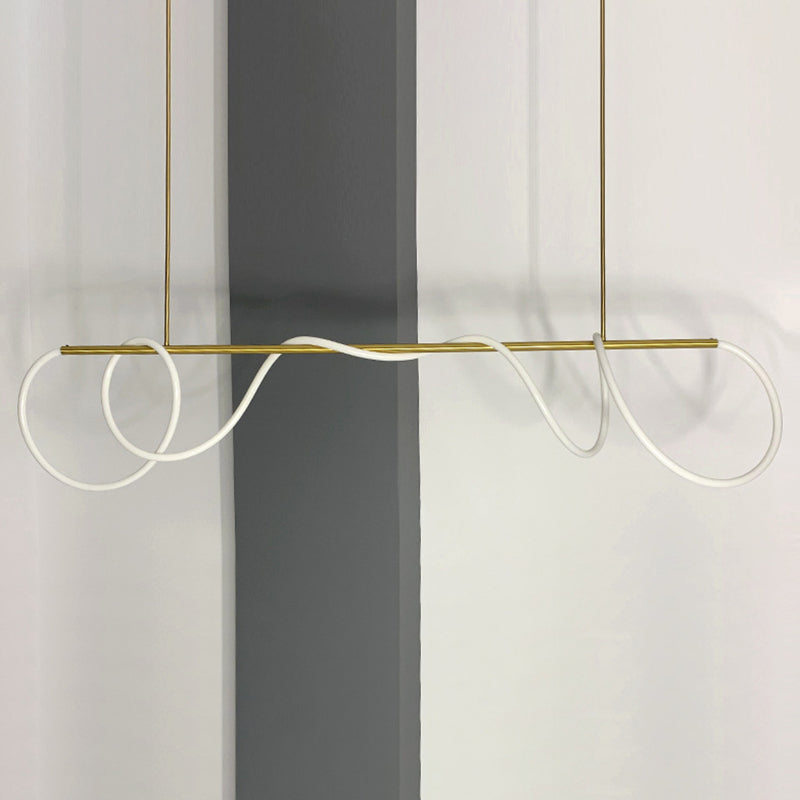 Post-modern Winding Lighting Hose Island Suspension Lamp 31.5" Length Minimalist Line Light for Living Room