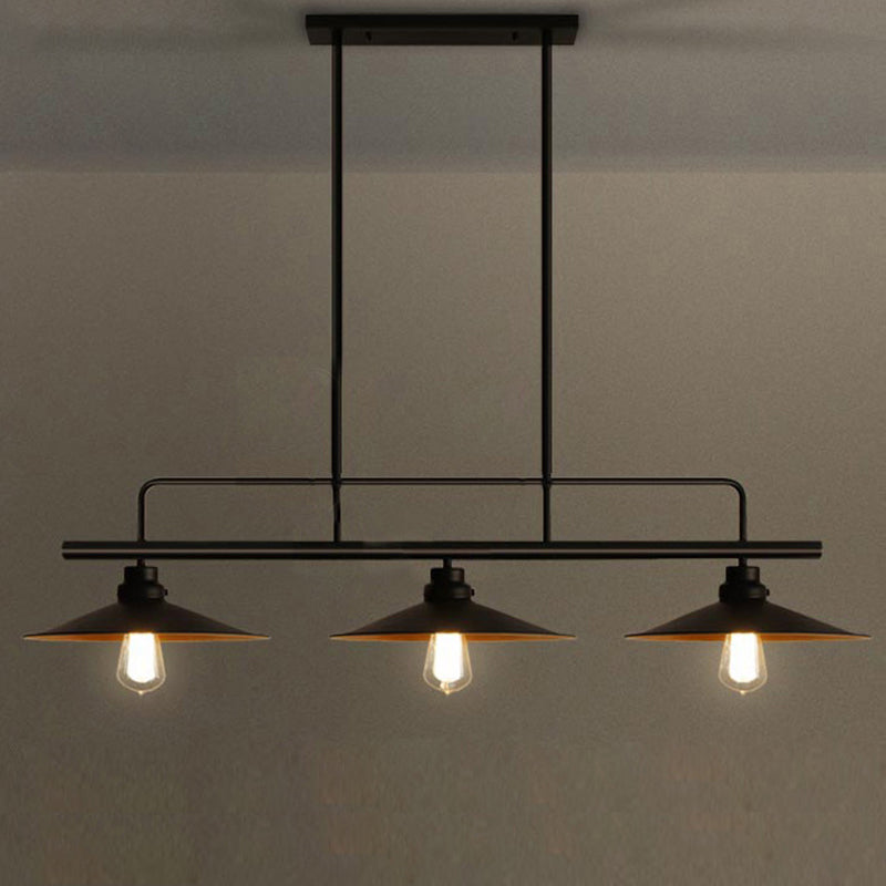 Posteo colgante de tono de platillo de platillo de hierro forjado de estilo industrial de estilo industrial de 3 luces para el bar de restaurantes