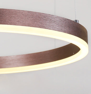 Lampadella a base di anello circolare a LED a più livelli Light con un ciondolo di illuminazione in alluminio spazzolato a tonalità acrilica nel caffè