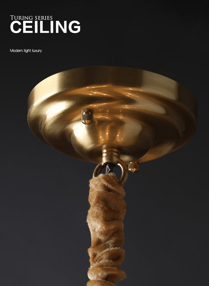 Transparent Glass Shells Multi Light Chandelier Contemporary Style Full Copper Ceiling Lighting Fixture for Bedroom Living Room