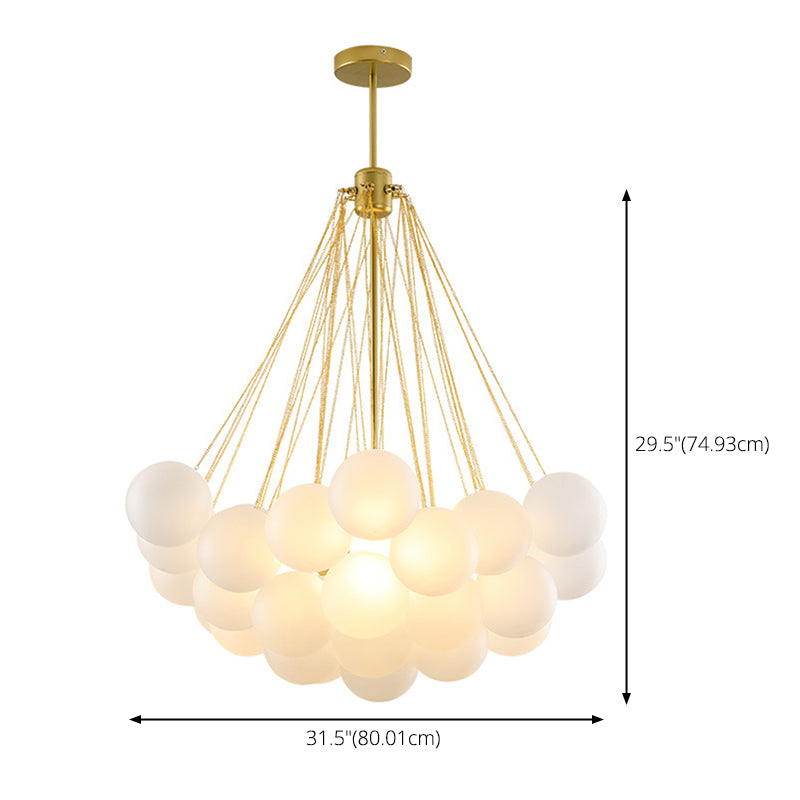 Lámpara de lámpara de lámpara de estilo moderno de 3 luces con 37 bolas de deco de vidrio blanco lámpara de metal de la lámpara de metal accesorio de iluminación para sala de estar