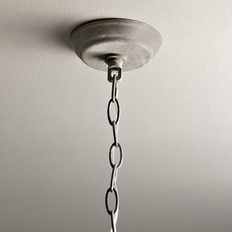 Industrial Style Aged Gray Iron Cage Chandelier Light Vintage Candlestick Shape Lamp Post Lighting Fixture with 39.5" Adjustable Chains