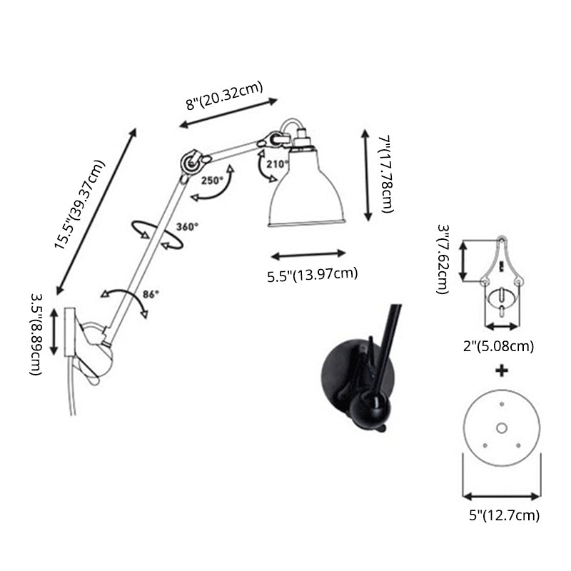Swing Arm Wall Lamp Industrial Style 1 Light Sconce Light Fixture for Hotel Corridor