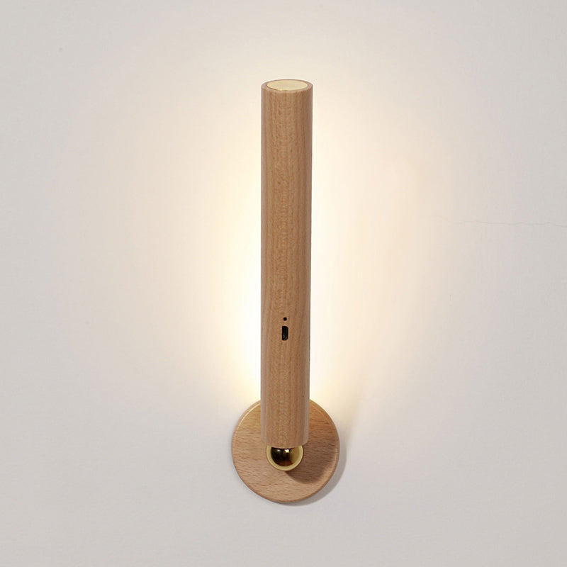 Lámpara de pared LED de dormitorio nórdico ángulo de madera ajustable Luz de madera para la cama