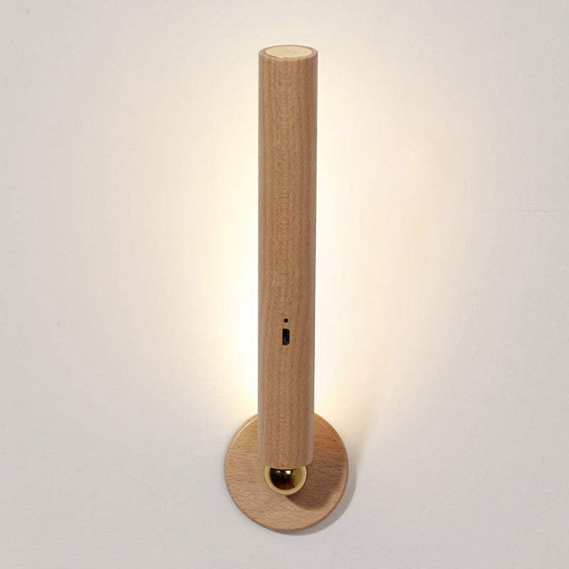 Lámpara de pared LED de dormitorio nórdico ángulo de madera ajustable Luz de madera para la cama