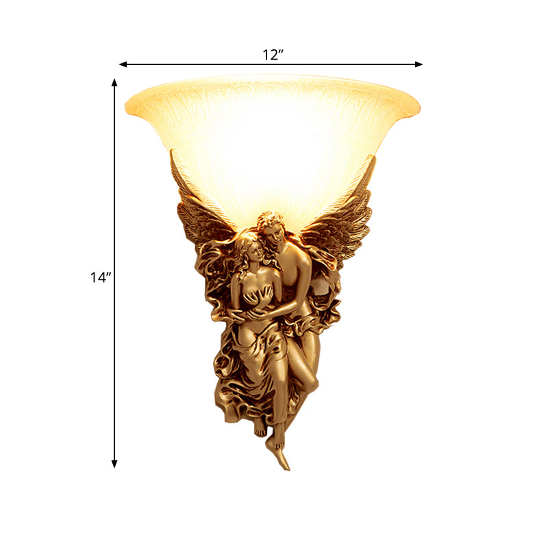 Gold/Beige Bell Flush Mount Colonialist Frosted Glass 1 Head Living Room Wall Mounted Light