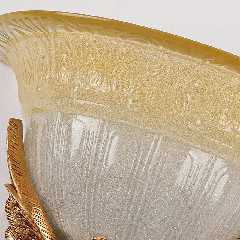 Gold/Beige Bell Flush Mount Colonialist Frosted Glass 1 Head Living Room Wall Mounted Light