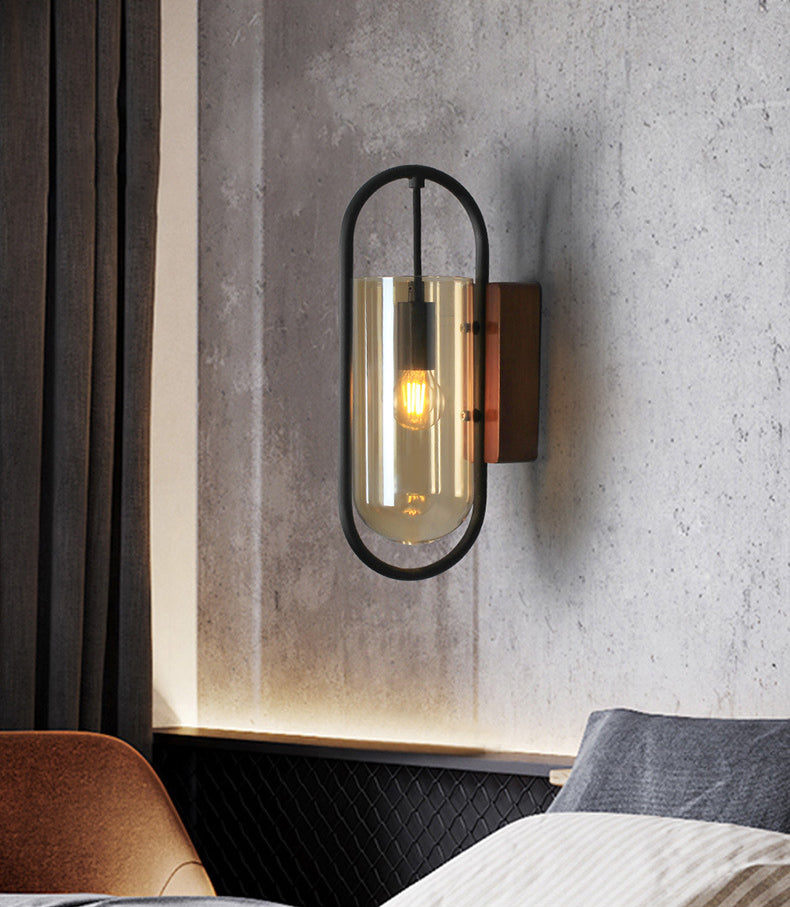 Luce di panna da parete per rivestimenti in quercia scura Luce da parete in vetro vintage per camera da letto da letto d'albergo