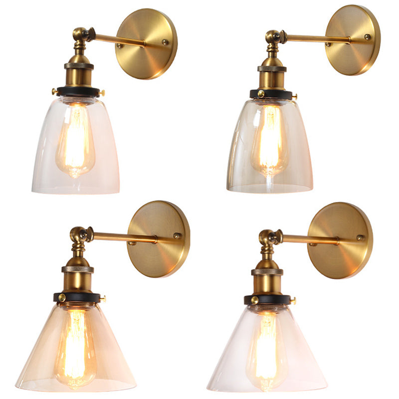 Loft Industrial Wall Mount Light Single Light Glass Shade Sconce Light for Bedside Restaurant