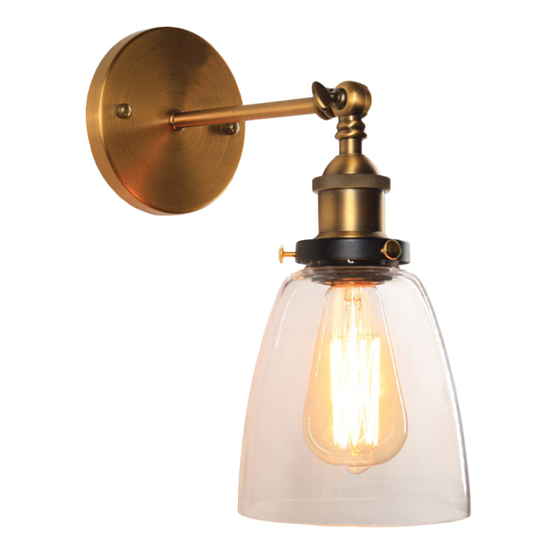 Loft Industrial Wall Mount Light Single Light Glass Shade Sconce Light for Bedside Restaurant